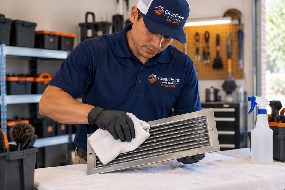 ClearPoint technician cleaning a removed metal register